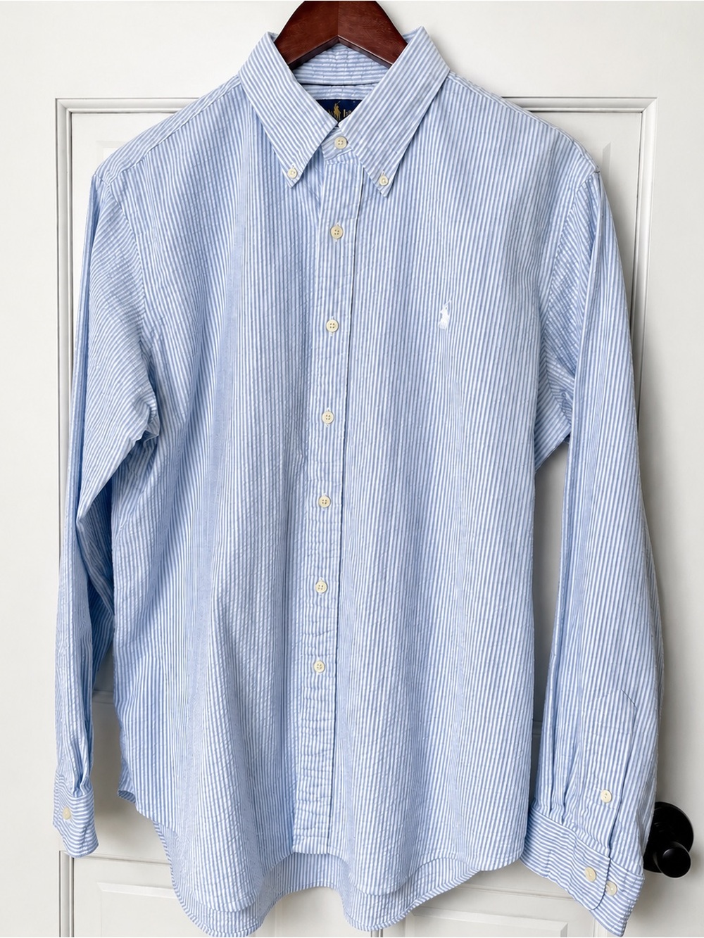 Ralph Lauren Light Blue White Pinstripe Dress Shirt
